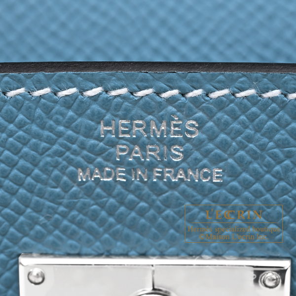 Hermes Kelly Long To Go New blue jean Epsom leather Silver hardware