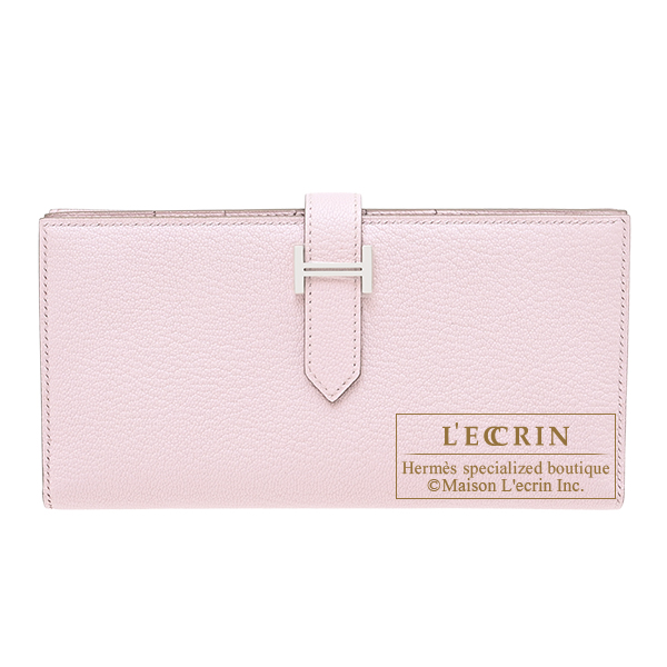 Hermes　Bearn Soufflet　Mauve pale　Chevre myzore goatskin　Silver hardware