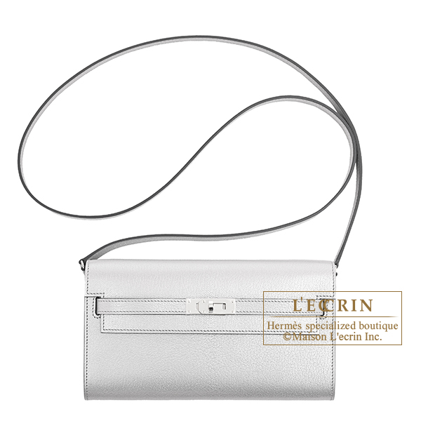 Hermes　Kelly Long To Go　Argent　Chevre chamkila goatskin　Silver hardware
