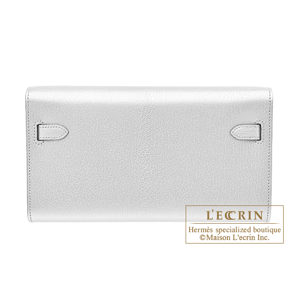 Hermes Kelly Long To Go Argent Chevre chamkila goatskin Silver hardware