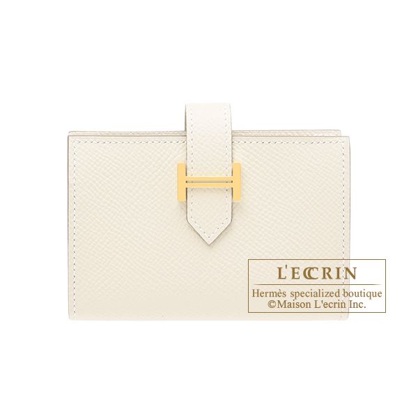 Hermes　Bearn Mini wallet　Craie　Epsom leather　Gold hardware