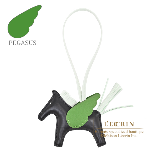 Hermes　Rodeo charm Pegasus PM　Black/Vert peppermint/Vert yucca　Agneau/Swift leather