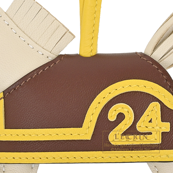 Hermes Rodeo charm Robeo 24 PM Craie/Jaune de naples/Terre Agneau/Swift leather