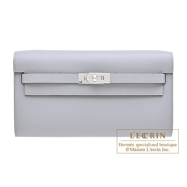 Hermes Kelly Long To Go Gris pantin Epsom leather Silver hardware