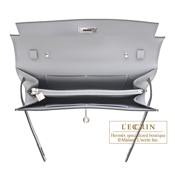Hermes Kelly Long To Go Gris pantin Epsom leather Silver hardware