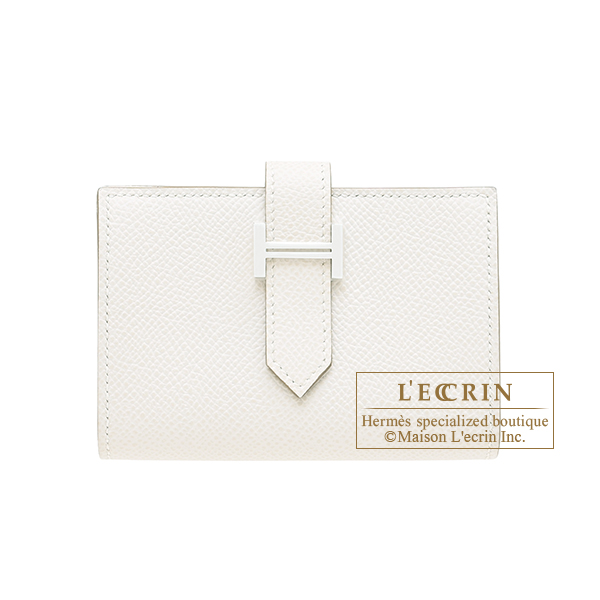 Hermes　Bearn Mini wallet　Gris pale　Epsom leather　Silver hardware