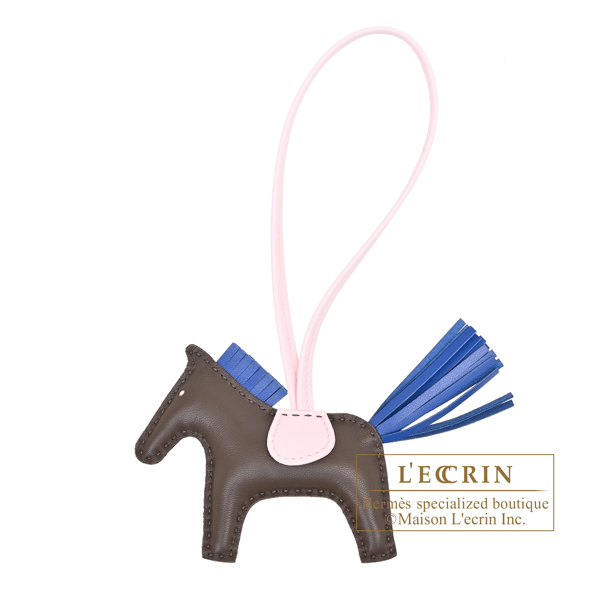 Hermes Rodeo charm PM Chocolat/Blue france/Rose darling Agneau