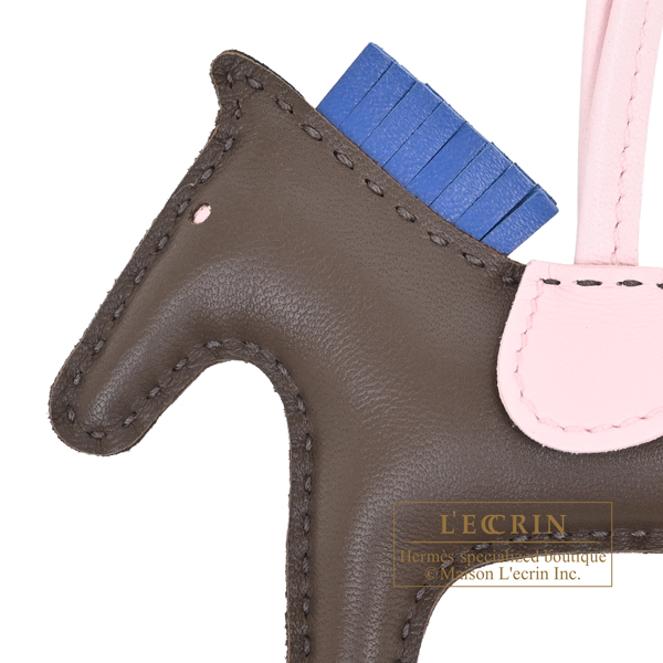 Hermes Rodeo charm PM Chocolat/Blue france/Rose darling Agneau