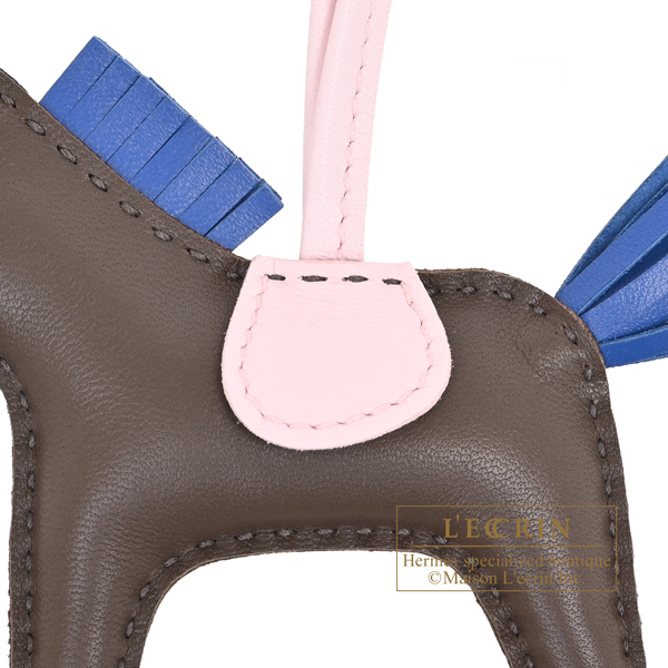 Hermes Rodeo charm PM Chocolat/Blue france/Rose darling Agneau