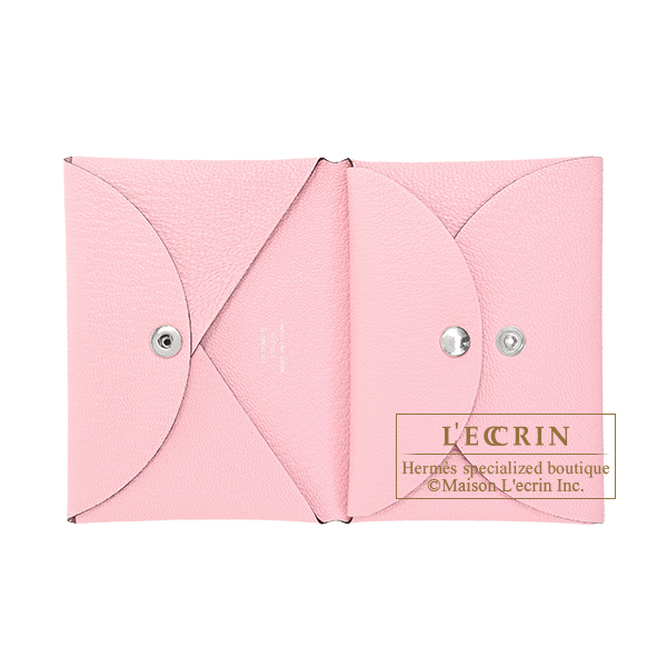 Hermes　Calvi Duo　Rose sakura　Chevre myzore goatskin　Silver hardware