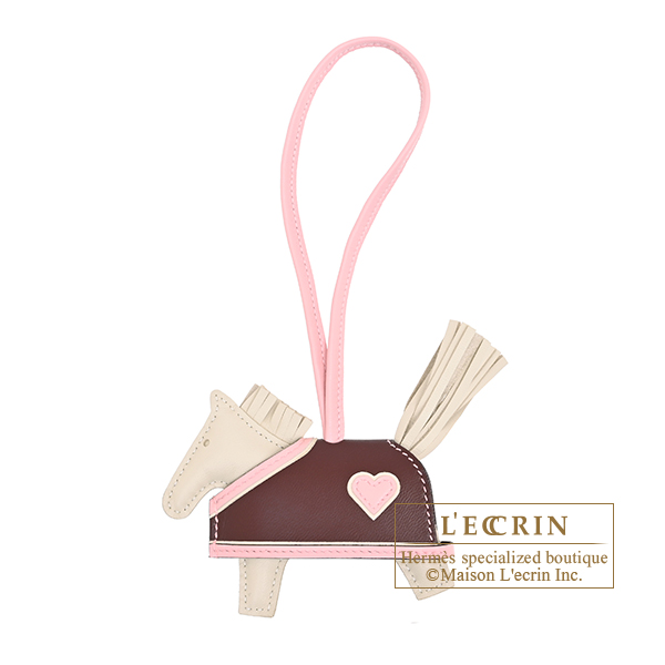 Hermes　Rodeo charm Robeo Coeur PM　Craie/Rose sakura/Terre　Agneau/Swift leather
