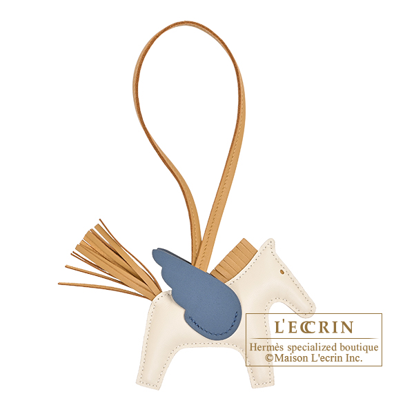 Hermes Rodeo charm Pegasus PM Craie/Sesame/Blue tempete Agneau/Swift leather