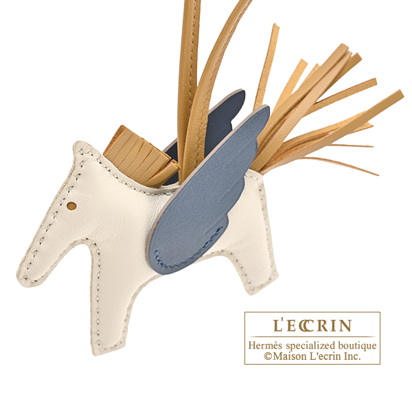 Hermes Rodeo charm Pegasus PM Craie/Sesame/Blue tempete Agneau/Swift leather
