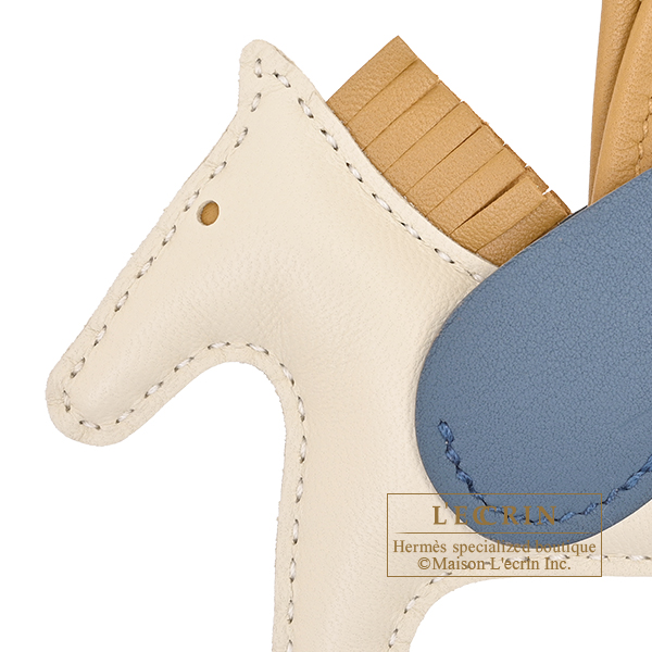 Hermes Rodeo charm Pegasus PM Craie/Sesame/Blue tempete Agneau/Swift leather