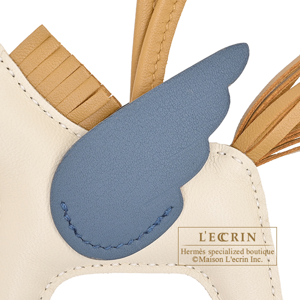 Hermes Rodeo charm Pegasus PM Craie/Sesame/Blue tempete Agneau/Swift leather
