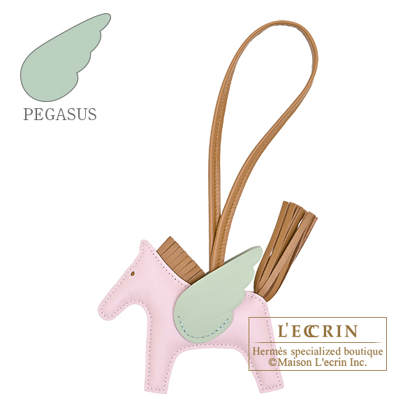 Hermes　Rodeo charm Pegasus PM　Mauve pale/Kraft/Vert d'eau　Agneau/Swift leather