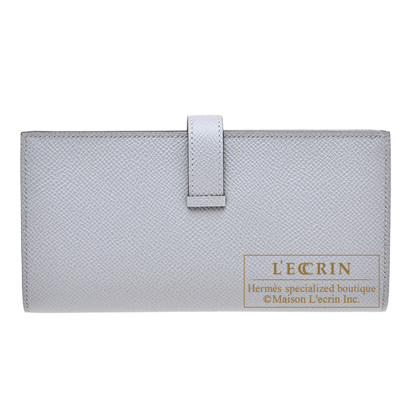 Hermes Bearn Soufflet Gris pantin Epsom leather Gold hardware