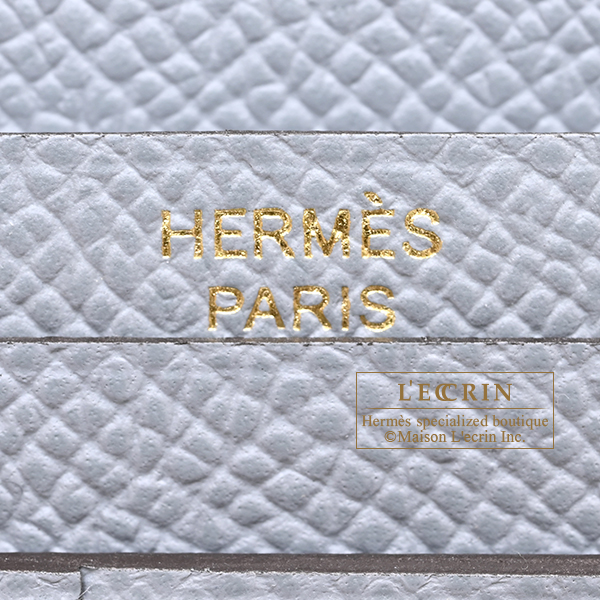 Hermes Bearn Soufflet Gris pantin Epsom leather Gold hardware