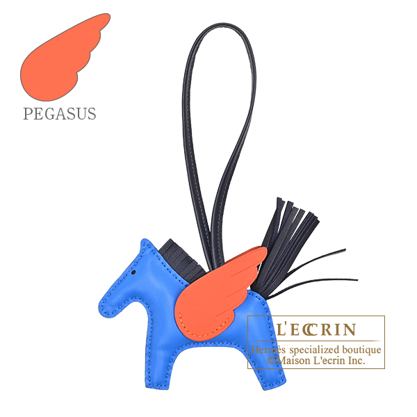 Hermes　Rodeo charm Pegasus PM　Blue hydra/Blue nuit/Tangerine　Agneau/Swift leather