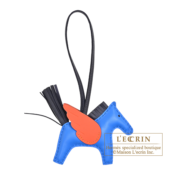 Hermes Rodeo charm Pegasus PM Blue hydra/Blue nuit/Tangerine Agneau/Swift leather
