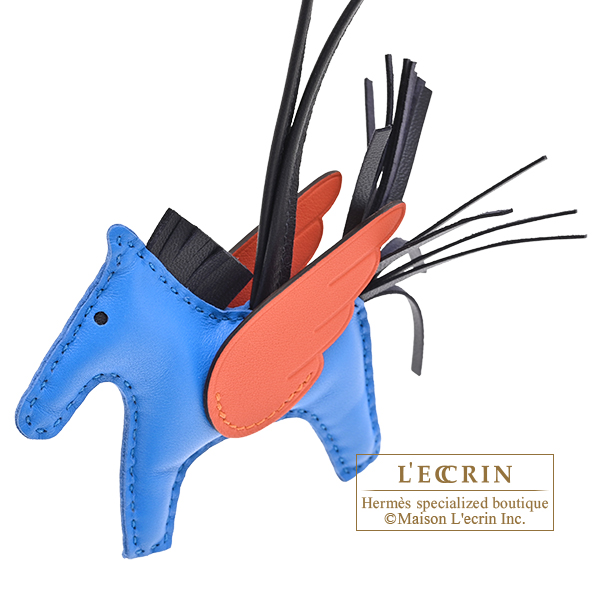 Hermes Rodeo charm Pegasus PM Blue hydra/Blue nuit/Tangerine Agneau/Swift leather