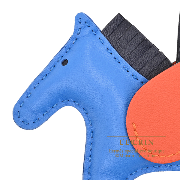 Hermes Rodeo charm Pegasus PM Blue hydra/Blue nuit/Tangerine Agneau/Swift leather