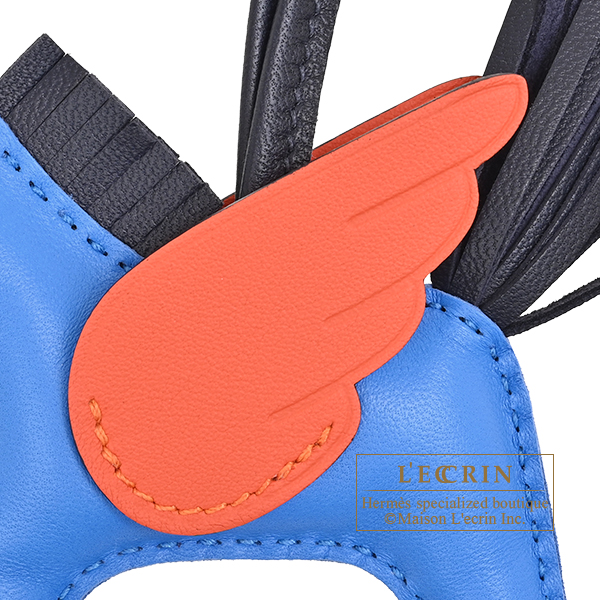 Hermes Rodeo charm Pegasus PM Blue hydra/Blue nuit/Tangerine Agneau/Swift leather