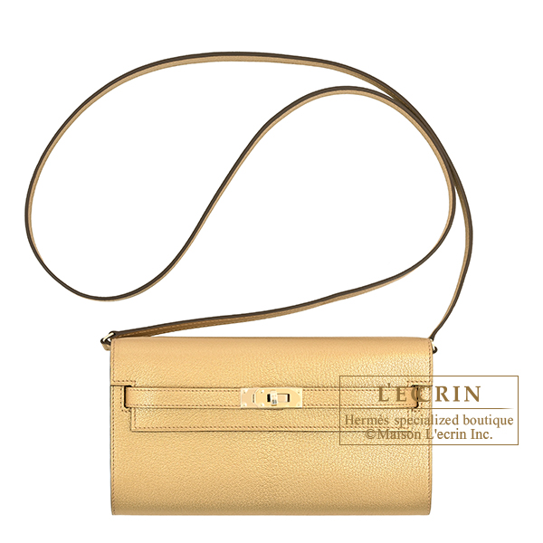 Hermes Kelly Long To Go Dore Chevre chamkila goatskin Champagne gold hardware