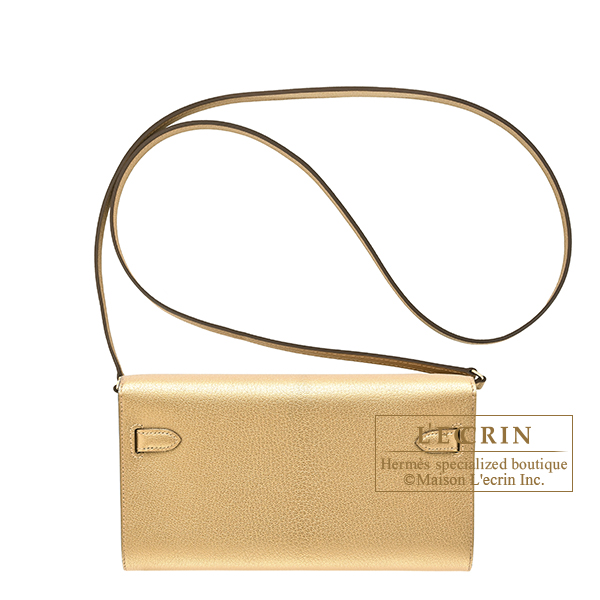 Hermes Kelly Long To Go Dore Chevre chamkila goatskin Champagne gold hardware
