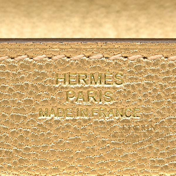Hermes Kelly Long To Go Dore Chevre chamkila goatskin Champagne gold hardware