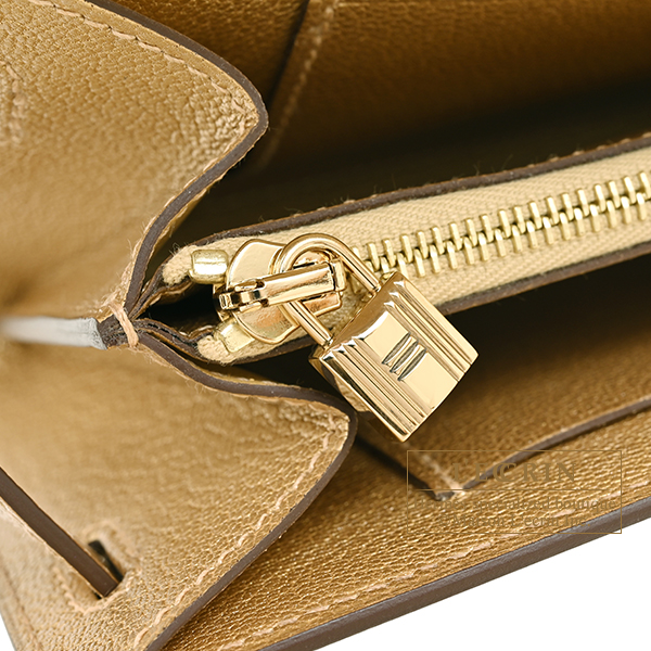 Hermes Kelly Long To Go Dore Chevre chamkila goatskin Champagne gold hardware