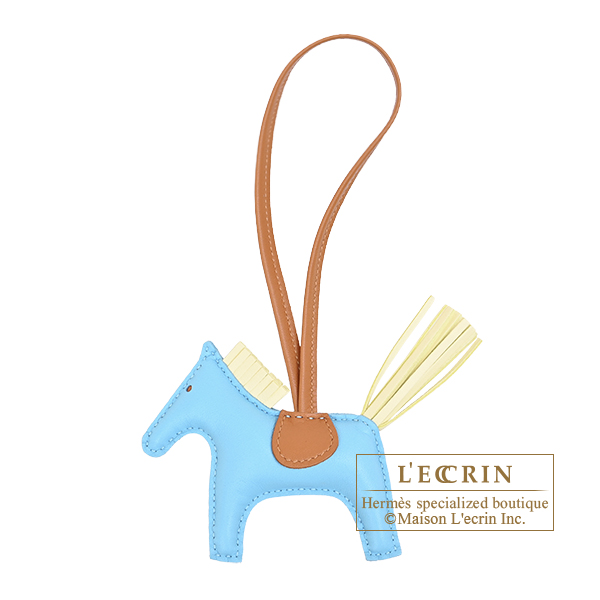 Hermes　Rodeo charm PM　Celeste/Jaune milton　Agneau
