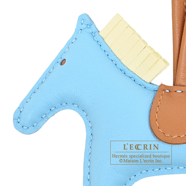 Hermes Rodeo charm PM Celeste/Jaune milton Agneau