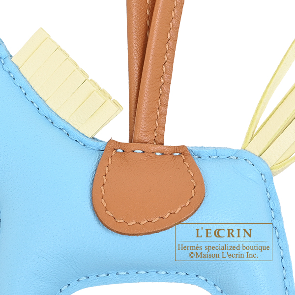 Hermes Rodeo charm PM Celeste/Jaune milton Agneau