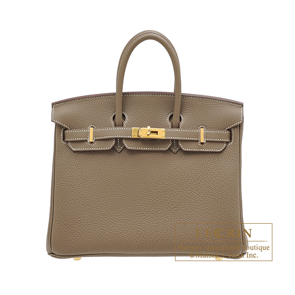 Hermes　Birkin bag 25　Etoupe grey　Togo leather　Gold hardware