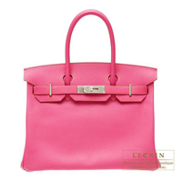 Hermes　Personal Birkin bag 30　Rose shocking/Orange　Chevre myzore goatskin　Silver hardware