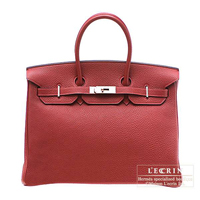 Hermes　Birkin bag 35　Rouge garance　Togo leather　Silver hardware