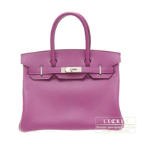 Hermes　Personal Birkin bag 30　Cyclamen/Lilas　Chevre myzore goatskin　Matt silver hardware