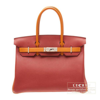 Hermes　Personal Birkin bag 30　Rouge garance/Orange　Togo leather　Silver hardware