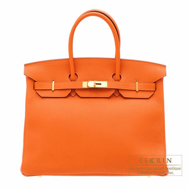 Hermes Togo Leather Birkin Bag 35 Orange