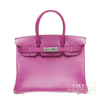 Hermes　Personal Birkin bag 30　Cyclamen/Prune　Chevre myzore goatskin　Ruthenium hardware