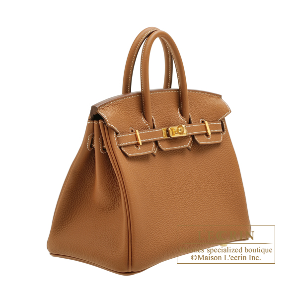 A GOLD TOGO LEATHER BIRKIN 25 WITH GOLD HARDWARE