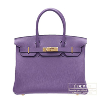 Hermes　Birkin bag 30　Iris　Togo leather　Gold hardware