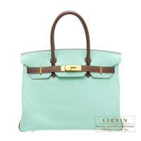 Hermes　Personal Birkin bag 30　Aqua/Havane　Chevre myzore goatskin　Matt gold hardware