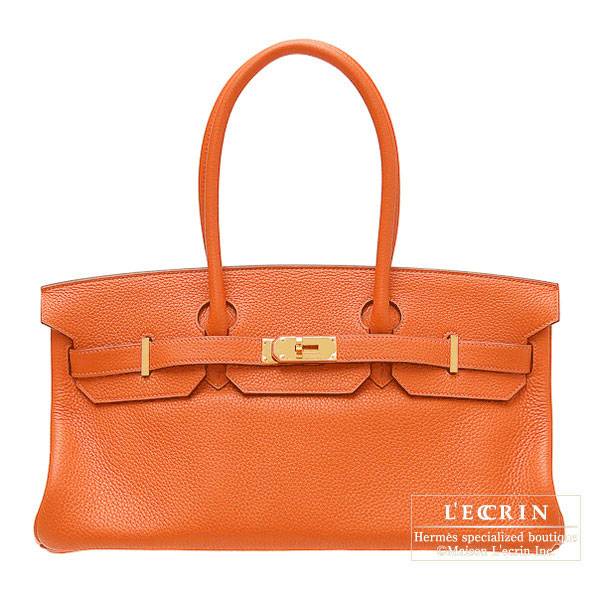 Hermes JPG Shoulder Birkin bag Orange Clemence leather Gold