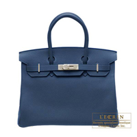 Hermes　Birkin bag 30　Blue de malte　Togo leather　Silver hardware