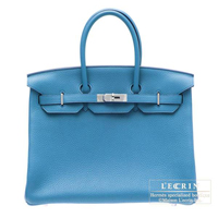 Hermes　Birkin bag 35　Mykonos　Clemence leather　Silver hardware