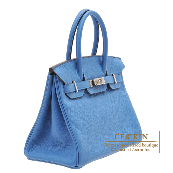 Hermes Birkin 30 Handbag Bicolored 7q Mykonos Clemence GHW