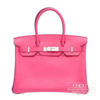 Hermes　Personal Birkin bag 30　Rose shocking/Violet　Chevre myzore goatskin　Silver hardware