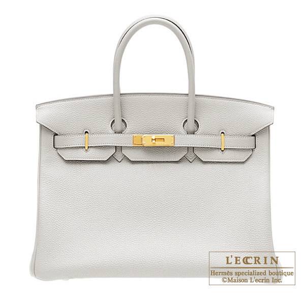 Hermes Birkin bag 35 Pearl grey Togo leather Gold hardware